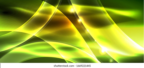 Abstract background. Shiny design neon waves with light effects, techno trendy design. Vector Illustration 