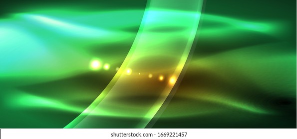Abstract background. Shiny design neon waves with light effects, techno trendy design. Vector Illustration  