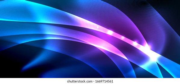 Abstract background. Shiny design neon waves with light effects, techno trendy design. Vector Illustration For Wallpaper, Banner, Background, Card, Book Illustration, landing page