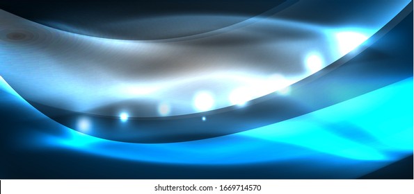 Abstrakter Hintergrund. Schlaue Design Neonwellen mit Lichteffekten, techno-trendige Design. Vektorillustration-Illustration für Bildschirmhintergrund, Banner, Hintergrund, Karte, Buchillustration, Landungsseite
