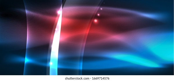 Abstract background. Shiny design neon waves with light effects, techno trendy design. Vector Illustration For Wallpaper, Banner, Background, Card, Book Illustration, landing page