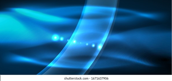 Abstract background. Shiny design neon waves with light effects, techno trendy design. Vector Illustration For Wallpaper, Banner, Background, Card, Book Illustration, landing page