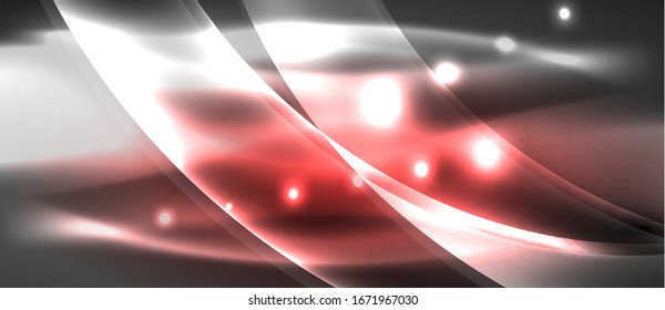 Abstract background. Shiny design neon waves with light effects, techno trendy design. Vector Illustration For Wallpaper, Banner, Background, Card, Book Illustration, landing page
