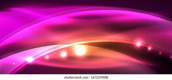 Abstract background. Shiny design neon waves with light effects, techno trendy design. Vector Illustration For Wallpaper, Banner, Background, Card, Book Illustration, landing page