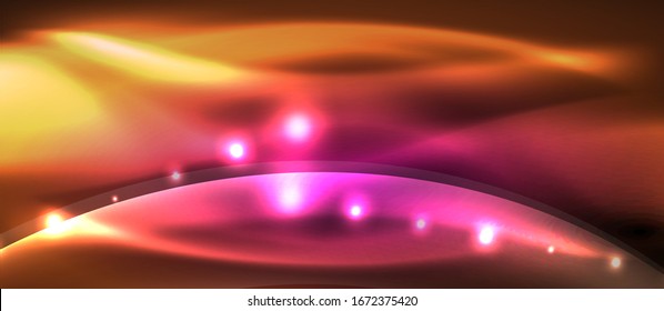 Abstract background. Shiny design neon waves with light effects, techno trendy design. Vector Illustration For Wallpaper, Banner, Background, Card, Book Illustration, landing page