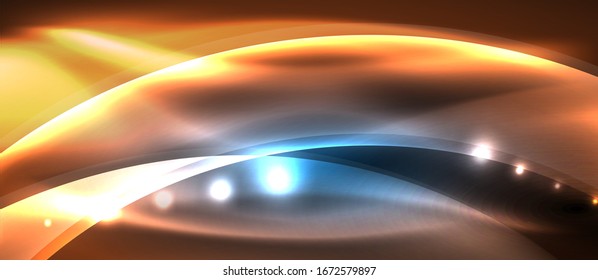 Abstract background. Shiny design neon waves with light effects, techno trendy design. Vector Illustration For Wallpaper, Banner, Background, Card, Book Illustration, landing page