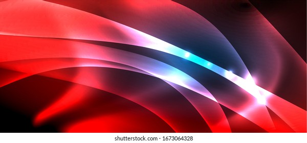 Abstract background. Shiny design neon waves with light effects, techno trendy design. Vector Illustration For Wallpaper, Banner, Background, Card, Book Illustration, landing page