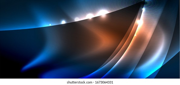 Abstract background. Shiny design neon waves with light effects, techno trendy design. Vector Illustration For Wallpaper, Banner, Background, Card, Book Illustration, landing page
