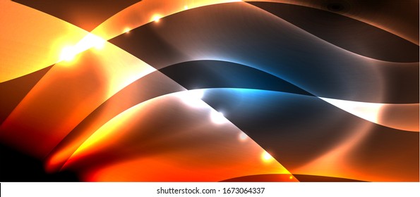 Abstract background. Shiny design neon waves with light effects, techno trendy design. Vector Illustration For Wallpaper, Banner, Background, Card, Book Illustration, landing page