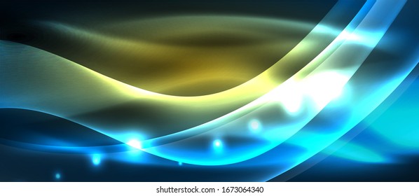 Abstract background. Shiny design neon waves with light effects, techno trendy design. Vector Illustration For Wallpaper, Banner, Background, Card, Book Illustration, landing page