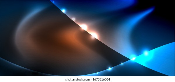 Abstract background. Shiny design neon waves with light effects, techno trendy design. Vector Illustration For Wallpaper, Banner, Background, Card, Book Illustration, landing page