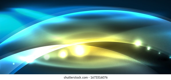 Abstract background. Shiny design neon waves with light effects, techno trendy design. Vector Illustration For Wallpaper, Banner, Background, Card, Book Illustration, landing page