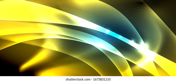 Abstract background. Shiny design neon waves with light effects, techno trendy design. Vector Illustration For Wallpaper, Banner, Background, Card, Book Illustration, landing page