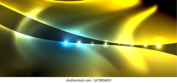 Abstract background. Shiny design neon waves with light effects, techno trendy design. Vector Illustration For Wallpaper, Banner, Background, Card, Book Illustration, landing page