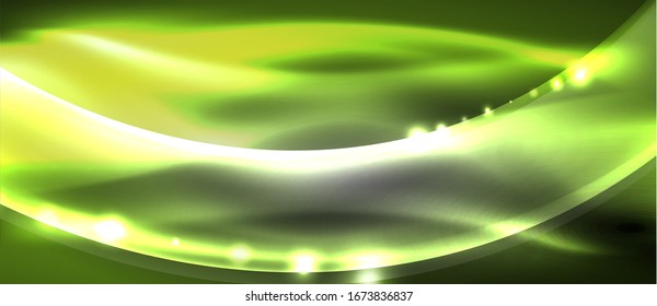 Abstract background. Shiny design neon waves with light effects, techno trendy design. Vector Illustration For Wallpaper, Banner, Background, Card, Book Illustration, landing page