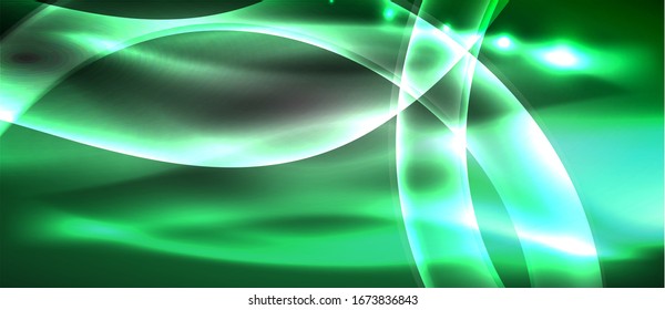 Abstract background. Shiny design neon waves with light effects, techno trendy design. Vector Illustration For Wallpaper, Banner, Background, Card, Book Illustration, landing page
