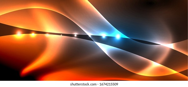 Abstract background. Shiny design neon waves with light effects, techno trendy design. Vector Illustration For Wallpaper, Banner, Background, Card, Book Illustration, landing page