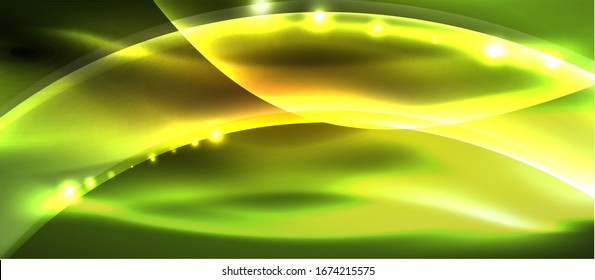 Abstract background. Shiny design neon waves with light effects, techno trendy design. Vector Illustration For Wallpaper, Banner, Background, Card, Book Illustration, landing page