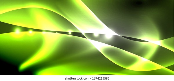 Abstract background. Shiny design neon waves with light effects, techno trendy design. Vector Illustration For Wallpaper, Banner, Background, Card, Book Illustration, landing page