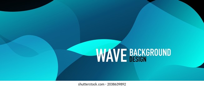 Fondo abstracto - gradientes de fluido brillante y ondas superpuestas. Ilustración vectorial para fondo de escritorio, pancarta, fondo, página de aterrizaje