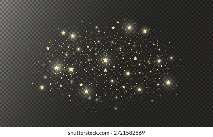 Fundo abstrato com efeito brilhante e estrelas. Antecedentes de feriados, festas, celebrações ou festivais. Papel de parede com efeito de brilho sobre fundo transparente. Brilho e espumante. Ilustração vetorial.