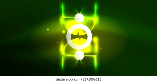 Abstract background shiny glowing neon color round elements and circles. Techno futuristic vector Illustration For Wallpaper, Banner, Background, Card, Book Illustration, landing page