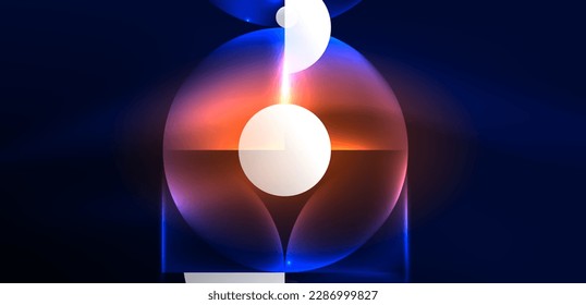 Resumen fondo brillante color neón brillante elementos redondos y círculos. Tecno vectorial futurista Ilustración Para Papel de escritorio, Banner, Fondo, Tarjeta, Ilustración del libro, página de inicio