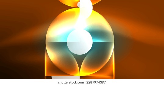 Abstract background shiny glowing neon color round elements and circles. Techno futuristic vector Illustration For Wallpaper, Banner, Background, Card, Book Illustration, landing page
