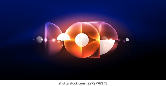 Abstract background shiny glowing neon color round elements and circles. Techno futuristic vector Illustration For Wallpaper, Banner, Background, Card, Book Illustration, landing page