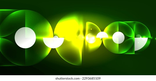 Abstract background shiny glowing neon color round elements and circles. Techno futuristic vector Illustration For Wallpaper, Banner, Background, Card, Book Illustration, landing page