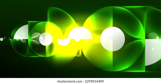Abstract background shiny glowing neon color round elements and circles. Techno futuristic vector Illustration For Wallpaper, Banner, Background, Card, Book Illustration, landing page