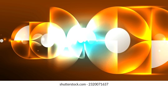 Abstract background shiny glowing neon color round elements and circles. Techno futuristic vector Illustration For Wallpaper, Banner, Background, Card, Book Illustration, landing page