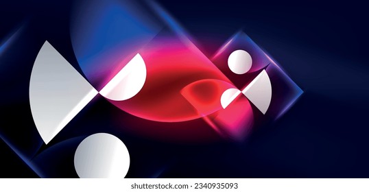 Abstract background shiny glowing neon color round elements and circles. Techno futuristic vector Illustration For Wallpaper, Banner, Background, Card, Book Illustration, landing page