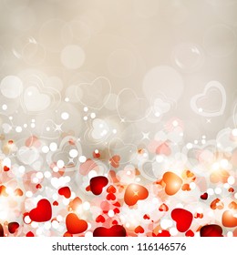 Abstract background with shiny heart shapes. EPS 10, vector illustration, can be use as greeting, gift card, flyer, banner or poster.