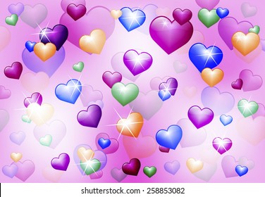 abstract background with shiny hearts