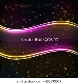 Abstract background with shiny purple wave on dark bubble backdrop vector illustration