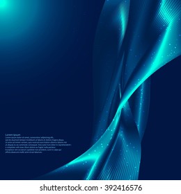 Abstract background with shiny, silky wavy lines and scattered points. vector.