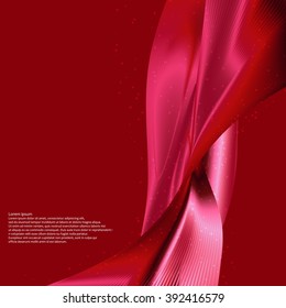 Abstract background with shiny, silky wavy lines and scattered points. vector.
