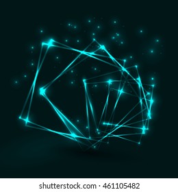 Abstract background, shiny space, Squares and rectangles, futuristic wave illustration, blue theme