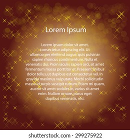 Abstract background. Shiny stars and bokeh on brown back.
