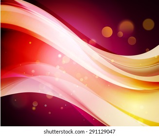 Abstract background with shiny wave and bokeh light. Vector illustration. Glitter abstract