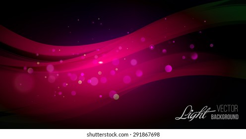 Abstract background with shiny wave and bokeh light. Vector illustration. Glitter abstract