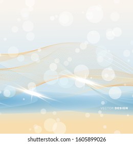 Abstract background with shiny waves and bokeh light. Vector illustration of a bright design