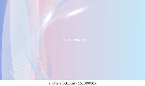 Abstract background with shiny waves and bokeh light. Vector illustration of a bright design