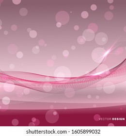 Abstract background with shiny waves and bokeh light. Vector illustration of a bright design