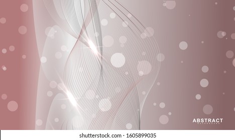 Abstract background with shiny waves and bokeh light. Vector illustration of a bright design