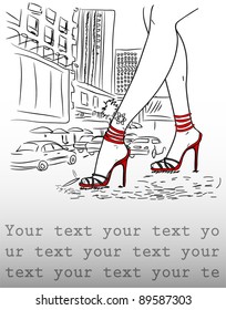 Abstract background, the shoes against the background the town