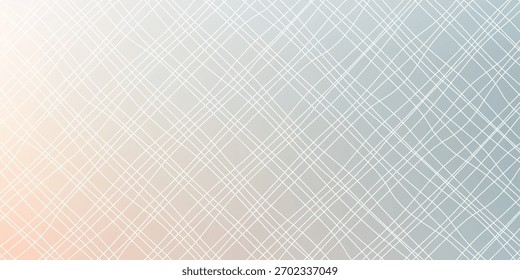 An abstract background showcases light blue hues with a soft peach gradient, overlaid with a delicate network of intersecting white lines forming an elegant linear pattern