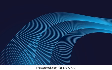 abstract background showcasing a smooth wave-like blue gradient line against a dark background, conveying motion and futuristic elegance, ideal for tech and creative designs