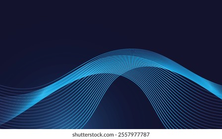 abstract background showcasing a smooth wave-like blue gradient line against a dark background, conveying motion and futuristic elegance, ideal for tech and creative designs